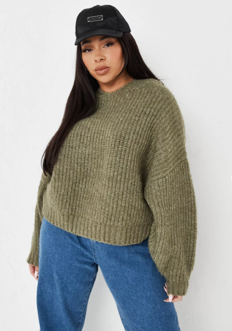 Re-cycled Plus Size Sage Hand-Knit Chunky Hoodie