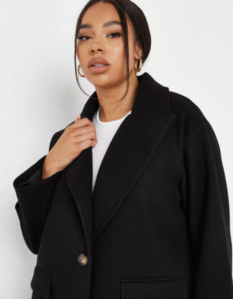 The Stylish Plus Size Black Side Split Formal Midaxi Coat