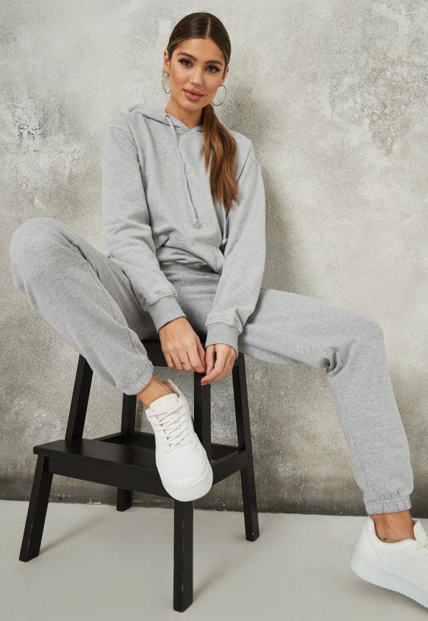 grey fleeceback hoodie and joggers co ord set